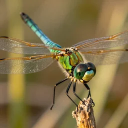 emerald dragonfly close-up, Art by william adolphe bouguereau. During golden hour. Extremely detailed. Beautiful. 4K. Award winning.