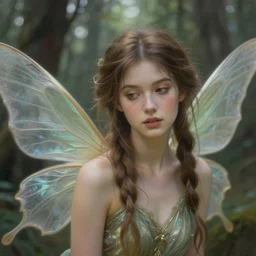 beautiful face forest fairy by artgerm in a scenic woods, sweet, graceful wings muted colors, sharp focus, high fantasy art, fairy aesthetics, intricate, elegant, highly detailed, hyperrealistic painting, artstation, concept art, v painterly, dreamy, soft illumination, hasselbrad photography, illustration, art by scot howden