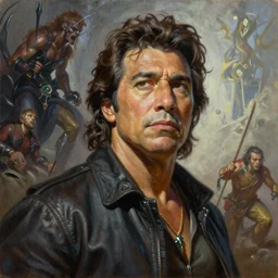 A beautiful oil painting of a Danny Trejo, by Lucas Graciano, Frank Frazetta, Greg Rutkowski, Boris Vallejo, epic fantasy character art, high fantasy, Exquisite detail, post-processing, low angle, masterpiece, cinematic