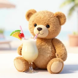 mr beans teddy drinking a pina colada