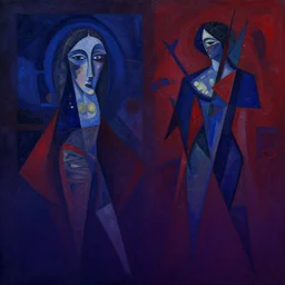 the brittle. digital painting, vertical, intricate, beautiful, detailed, grunge, illustration, abstract art by georgia o'keeffe and el lissitzky and malevich, trending on artstation. blue, dark red and dark purple color scheme, gradient darker to bottom