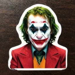 portrait of saul goodman as the joker, die cut sticker, art by neil gaiman and peter elson, bernie wrightson