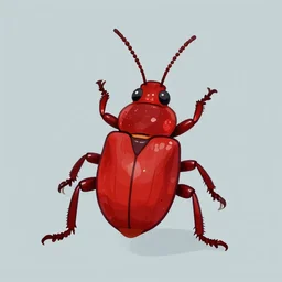 beetle faced stick bug alien with red skin. epic sci - fi character concept. simple cartoony digital art.
