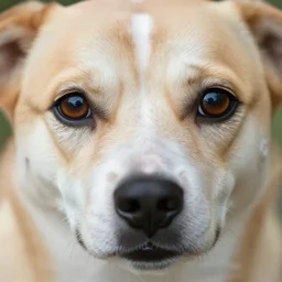 closeup photo of a dog with human eyes, 4 k