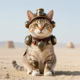 cat wearing a steampunk costume in burning man