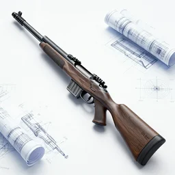 A blueprint concept for a rifle, blueprints, concept art