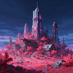 a beautiful very detailed anime illustration of tundra city architecture urbex by frederick mccubbin, hyperrealism infrared at dusk neon noir dramatic lighting at night vaporwave atlantis bladerunner 2 0 4 9 reclaimed by nature nightsky azeroth studio ghibli, archdaily, wallpaper, highly detailed, trending on artstation.
