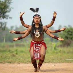 a tribal dancer with 4 arms