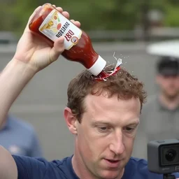 mark zuckerberg assaulting you with bbq sauce bottle, bottle smashed on head, blurry footage, pov bodycam footage photography gopro