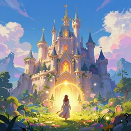 light souls by fromsoftware, cheerful, healing, spiritual, colorful, fantasy landscape, castle, healer, masterpiece, highly detailed, 4 k, concept art, beautiful, artstation