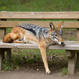 a bench partially made from a jackal