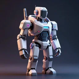 3D render of a low-poly cyberpunk humanoid futuristic sci-fi robot, neon lights, in the style of Daniel Dociu, dramatic lighting, vibrant colors, Trending on Artstation HQ, 4K, UHD, High quality, Unreal Engine
