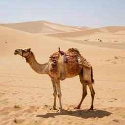 photography camel made from sand, downward perspective