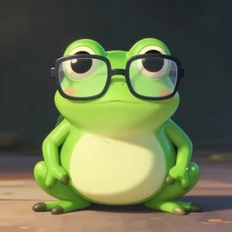 frog wear glasses, by wlop and victo nagi