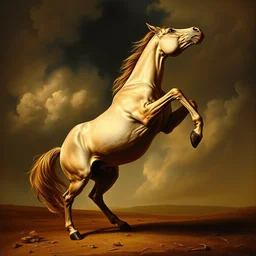 a frightened horse standing on its back legs in style of eugene delacroix