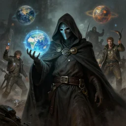 creator of worlds wearing a cloak, masked, creating worlds in a dramatic fashion, and holding a holographic planet projection in his hand, detailed, sci - fi, digital painting, artstation, sharp focus, illustration, ominous, artgerm, tomasz alen kopera, peter mohrbacher, donato giancola, joseph christian leyendecker, wlop, frank frazetta