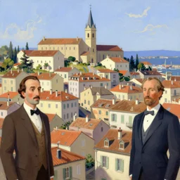 a town, painted by rene magritte and donato giancola and greg rutkowski, digital painting, 4 k
