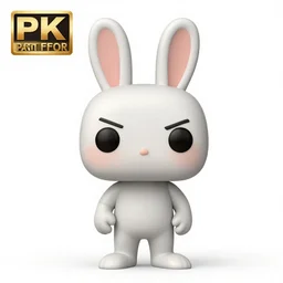 full body 3d render of a confused Rabbit as a funko pop, Chibi, studio lighting, white background, blender, trending on artstation, 8k, highly detailed
