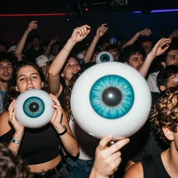 a nightclub party crowd full of eyeballs