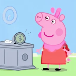 peppa pig robbing a bank, digital art