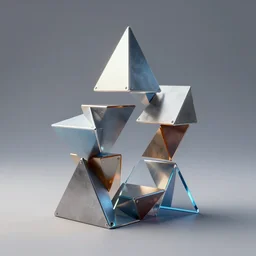 constructivism sculpture made of triangle tetris, steel & acrylic, octane render, trending on artstation