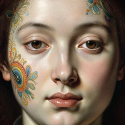 close up of a beautiful watery face, with colourful intricate, by edgar maxence and caravaggio and michael whelan and delacroix style, artistic, intricate drawing, light brazen, realistic fantasy, extremely detailed and beautiful aesthetic face, 8 k resolution, dramatic lighting