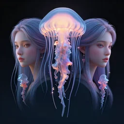3 d face portrait of a goddess | jellyfish | by daryl mandryk and alena aenami, octane render