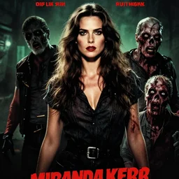 movie poster of miranda kerr staring in a 1980 horror movie, zombie themed, by artgerm and greg rutkowski