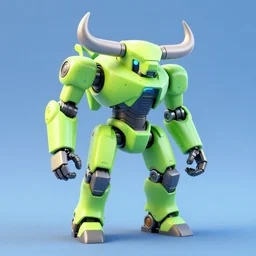 Robotic ox, Cyberpunk, Green yellow blue