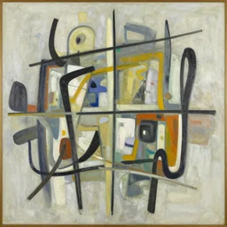 abstract art painting, lines, forms, shapes, in style of niko pirosmani, 4 k, high resolution details,