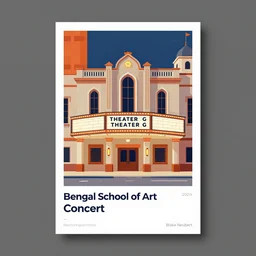 a poster with a picture of a theater g in the background featured on behance, bengal school of art, concert poster, poster art, movie poster, minimalism and expressionism movement breathtaking detailed by blake neubert