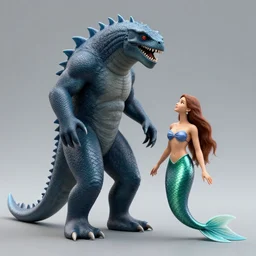 photorealistic 3D lochness monster and mermaid