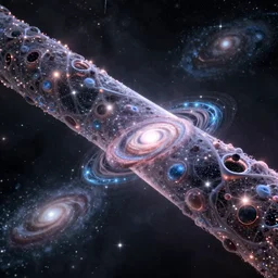 a multiverse hypertube made of 4 d quantum expanding entangled particulate galaxies, cosmic, supernova, 8 k, ultra detailed
