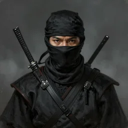photorealstic portrait of a ninja, detailed, centered, digital painting, artstation, concept art, by donato giancola, Sean Yoro, Greg Rutkowski, trending on Artstation, Joseph Christian Leyendecker, WLOP, Boris Vallejo, dark, moody, foggy