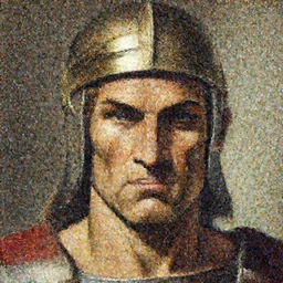 Gladiator, muscular, detailed face, correct face, painting by Moebius