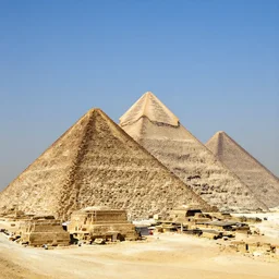 pyramids at ancient times, covered with white marble and golden tip
