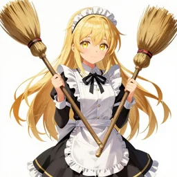 pixiv artwork portrait of marisa kirisame from touhou project, marisa kirisame touhou artwork by greg rutkowski key art kyoto animation 4 k 8 k ultrahd trending award winning black hat broom blonde hair finely detailed golden eyes maid dress