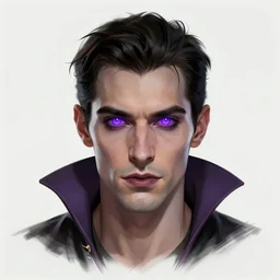 concept art, a male vampire with purple glowing eyes, realistic shaded lighting poster by ilya kuvshinov, magali villeneuve, artgerm, jeremy lipkin and michael garmash and rob rey