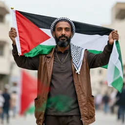 chief keef holding a palestine flag 4 k quality super realistic