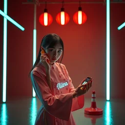 naro rinri phone advertisement, studio lighting