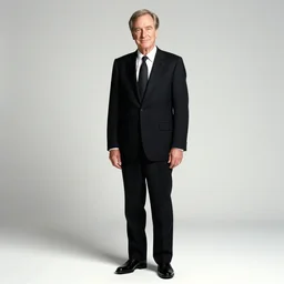 2 0 0 3 john lasseter wearing a black suit and necktie and [ [ black shoes ] ] sitting in a bookstore at a round table. there are books being displayed on the table
