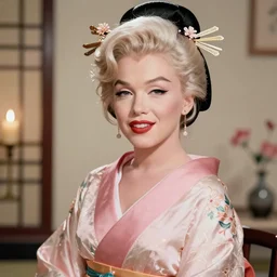 Marilyn Monroe as a geisha, photorealistic, 4K, octane