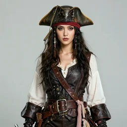 hyper - realistic character portrait beautiful! female, pirate style, leather, extreme detail, in style of pan ren wei, yoji shinkawa, ross tran, atey ghailan, greg rutkowski, wlop, makoto shinkai, takashi takeuchi studio ghibli, akihiko yoshida, ilya kuvshinov, pixiv fanbox, anime aesthetic