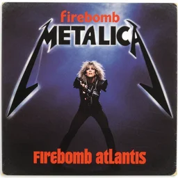 the cover to a 1 9 8 8 metallica album titled'firebomb atlantis'