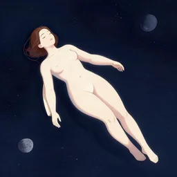a woman floating in space by kuvshinov katsuhiro, digital art, smooth lines