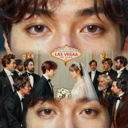 jungkook and taehyung getting married in las vegas, bts, eyes detail by theodore ralli and nasreddine dinet and anders zorn and nikolay makovsky and edwin longsden long,, painting by sargent and leyendecker and greg hildebrandt, high detail 8 k