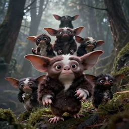 Gremlins movie, the gremlins are too damn high, trending on Artstation, 8K, ultra wide angle, pincushion lens effect