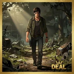 frame from the walking dead, cartoonish style