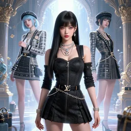 a pin up and beautiful fashion dreamlke japan girl with lv jewelry, character art, art by artgerm and wlop and and ilya kuvshinov, hyperdetailed, 8 k realistic, symmetrical, frostbite 3 engine, cryengine, dof, trending on artstation, digital art, chanel, dior, fantasy background