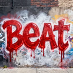 new york underground graffiti, bloody meat font, dripping blood red, 4k